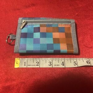 Multicolor Checkered Wallet with Zipper Great shape! Like New